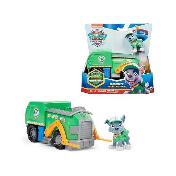 SPIN MASTER-Paw Patrol, Camion Per La Raccolta Di Rifiuti Di Rocky,