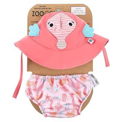 -ZOOCCHINI-Set Baby Costumino Contenitivo+Cappellino UPF 50+ CAVALLUCCIO MARINO -ZOOCCHINI-Set Baby Costumino Contenitivo+Cappellino UPF 50+ CAVALLUCCIO MARINO