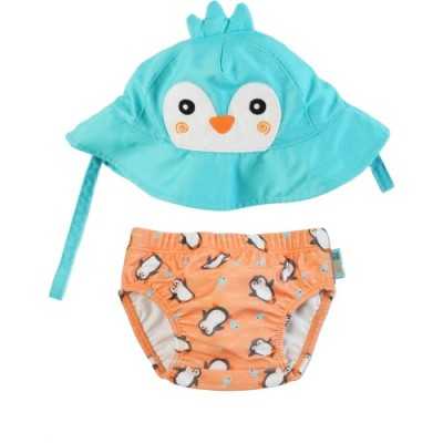 -ZOOCCHINI-Set Baby Costumino Contenitivo + Cappellino, Pinguino con protezione solare UPF 50+ -ZOOCCHINI-Set Baby Costumino Contenitivo + Cappellino, Pinguino con protezione solare UPF 50+