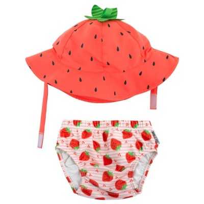 -ZOOCCHINI-Set Baby Costumino Contenitivo + Cappellino, Fragolina con protezione solare UPF 50+ -ZOOCCHINI-Set Baby Costumino Contenitivo + Cappellino, Fragolina con protezione solare UPF 50+