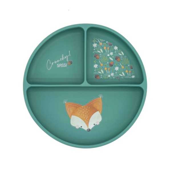 SASSI-Piatto con ventosa in silicone - Volpe Crunchy