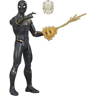 -Hasbro Spider-Man, Spider-Man con tuta Mystery Web Gear Nera e Dorata, Action Figure 15 cm -Hasbro Spider-Man, Spider-Man con tuta Mystery Web Gear Nera e Dorata, Action Figure 15 cm