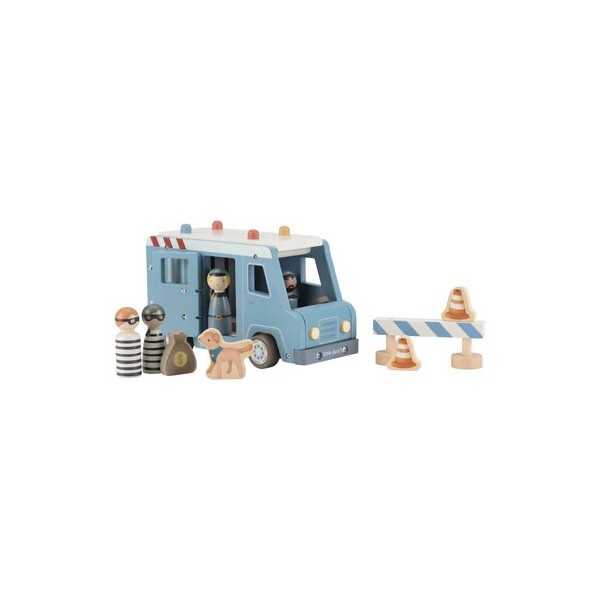 Auto della polizia in legno – Blu-LITTLE DUTCH
