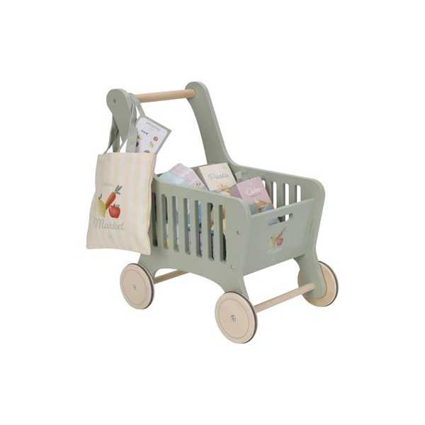Carrello della spesa in legno – Verde-LITTLE DUTCH