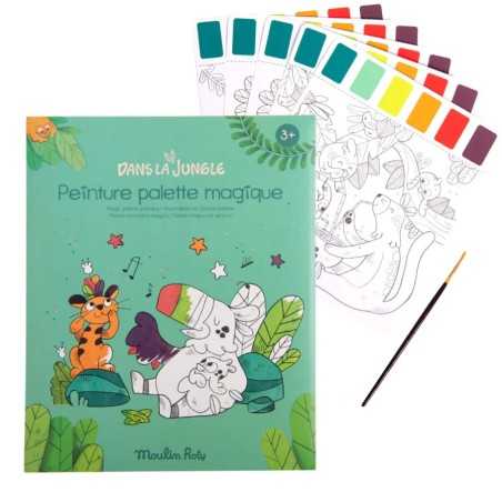 Pittura tavolozza magica con pennello, Dans la Jungle